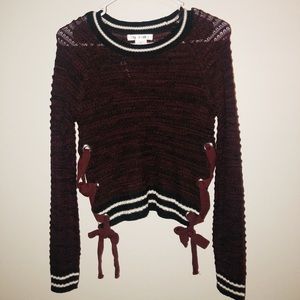 NWT Burgundy Sporty Tie Side Sweater